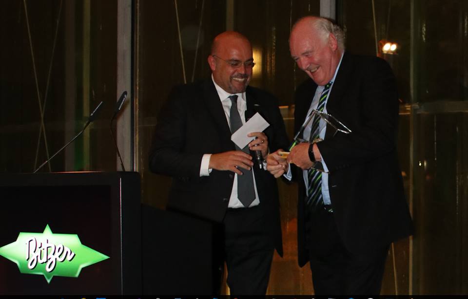 Gianni Parlanti of Bitzer makes presentation to Gerry McDonagh of RSL Ireland for 50 year association