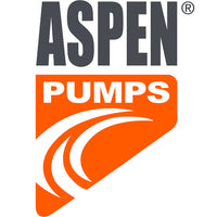 Aspen Pumps logo, grey with orange