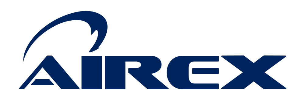 The AIREX brand logo in dark blue, featuring a stylized swoosh above the wordmark on a plain white background.