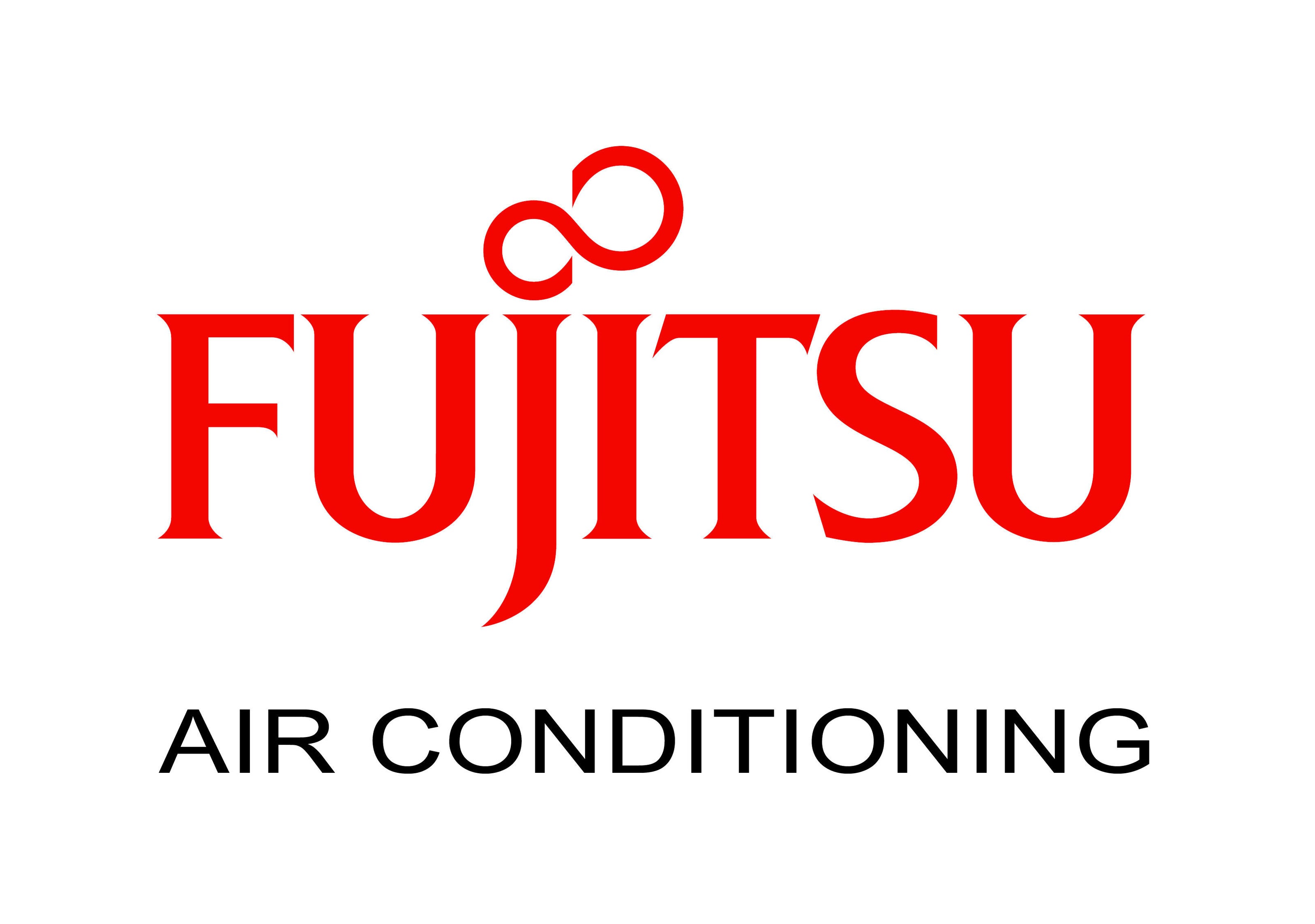 Fujitsu air conditioning logo with red text on a white background