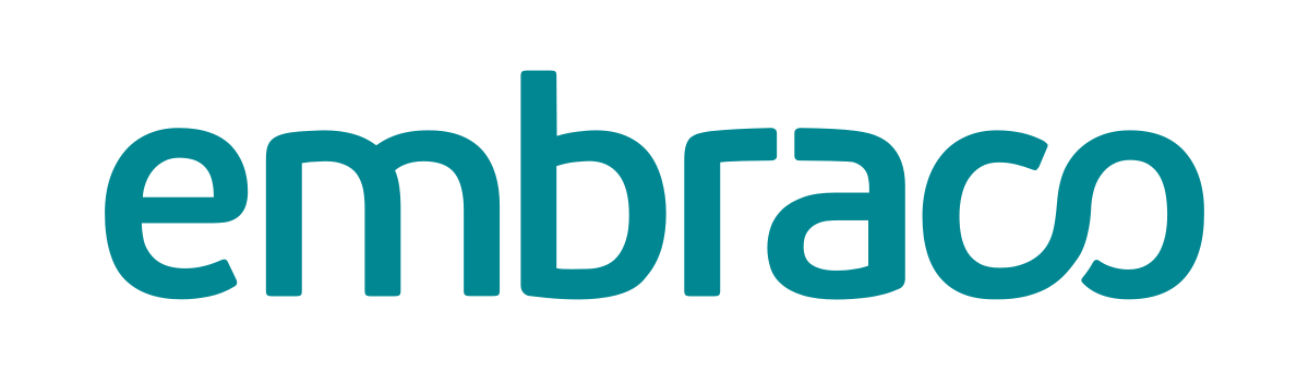 Teal 'embraco' logo on a white background