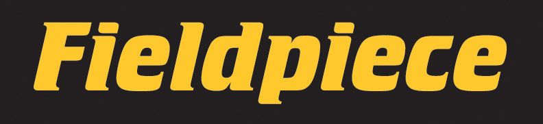 The yellow Fieldpiece logo in a bold, stylised font on a solid black background.