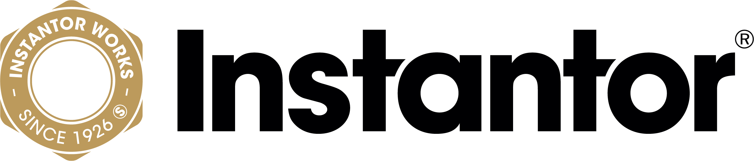 Instantor logo with a circular gold seal reading 'Innhunter Works Since 1926' on a white background.