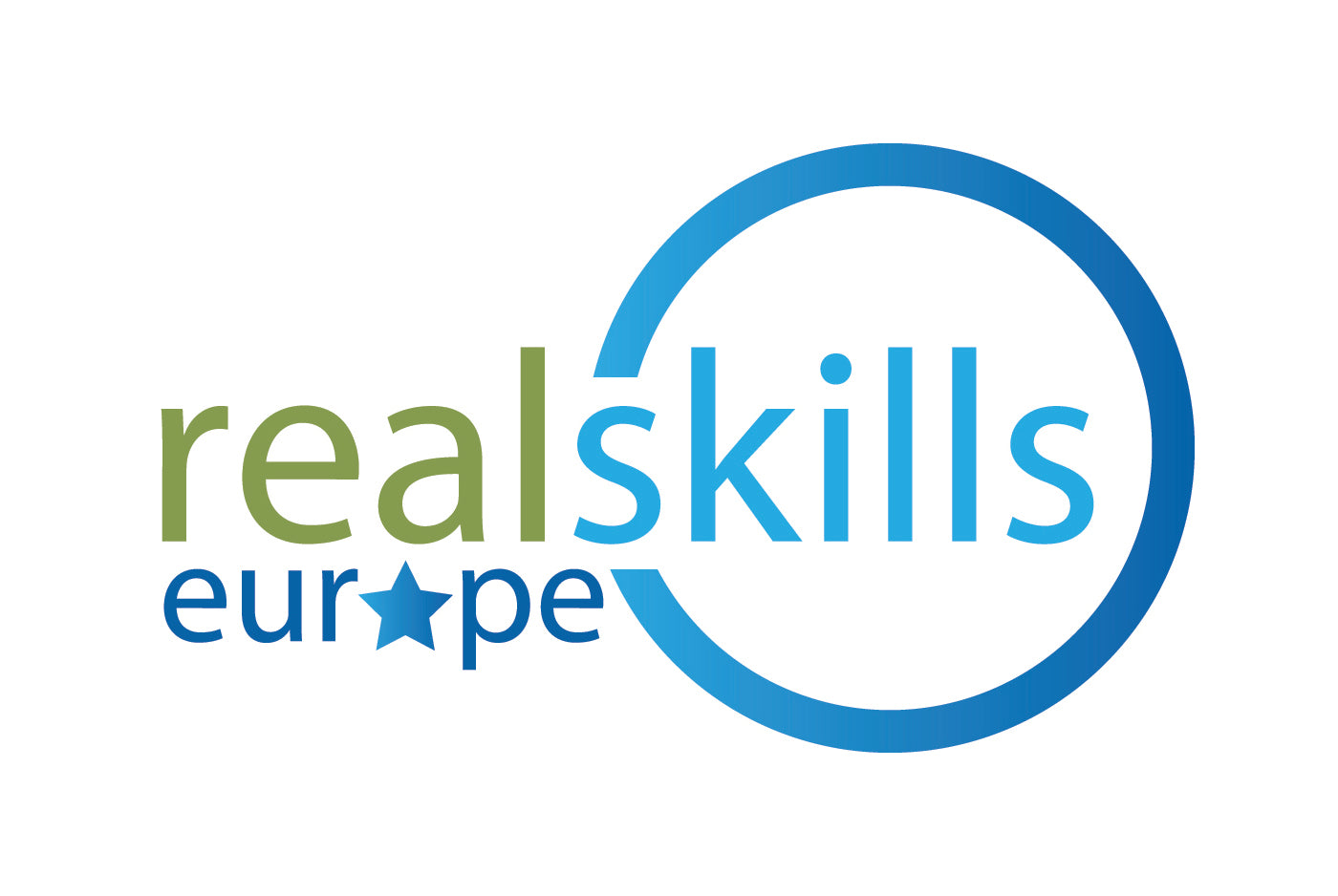 Logo of 'realskills europe' with a blue circle and text on a white background